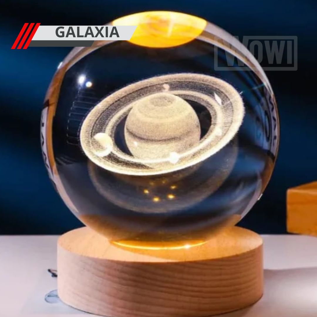Lámpara LED Bola de Cristal con Base de Madera de Haya